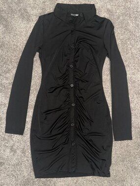 Fashion Nova black button-down dress Size medium